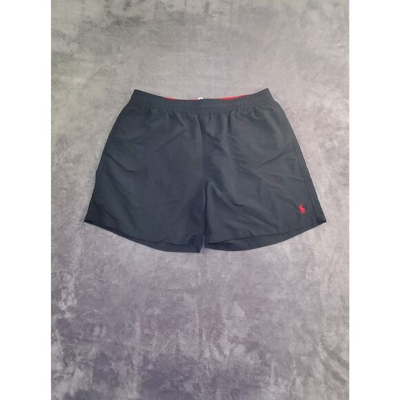 Polo Ralph Lauren Men’s Sz XXL Black Swim Trunks Red Pony Logo Beachwear C22-13 - Picture 1 of 9